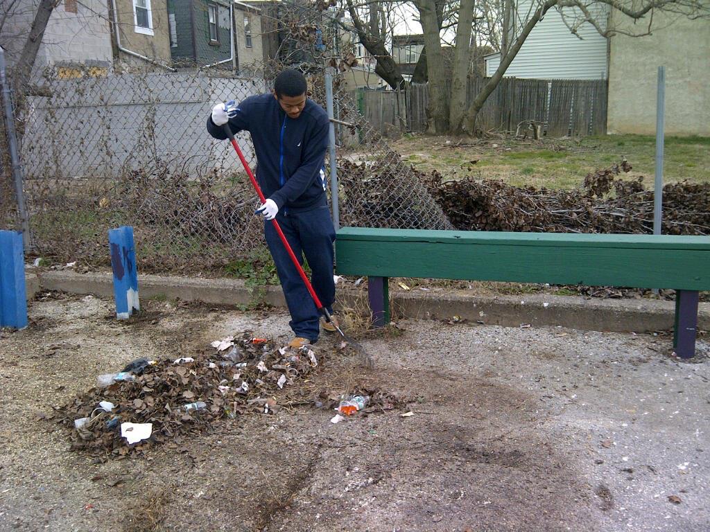 Cleaning the Point Breeze playground